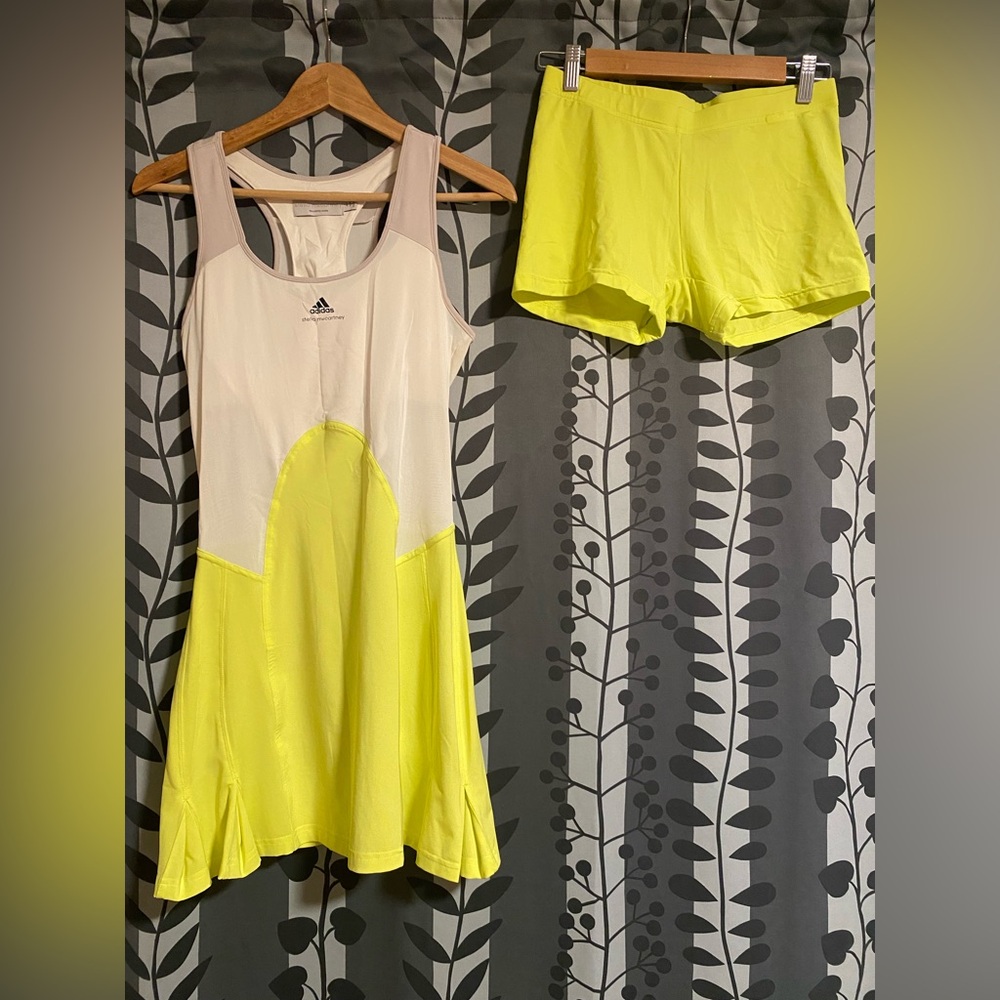 Adidas Stella McCartney Neon Yellow Tennis Dress and Shorts Set